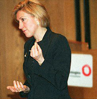 Carly giving a speech